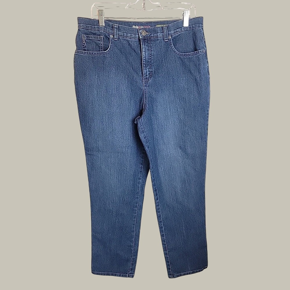 Style & Co Denim Straight Leg Jeans Classic Minimalist Casual Stretch Blue Sz 14
